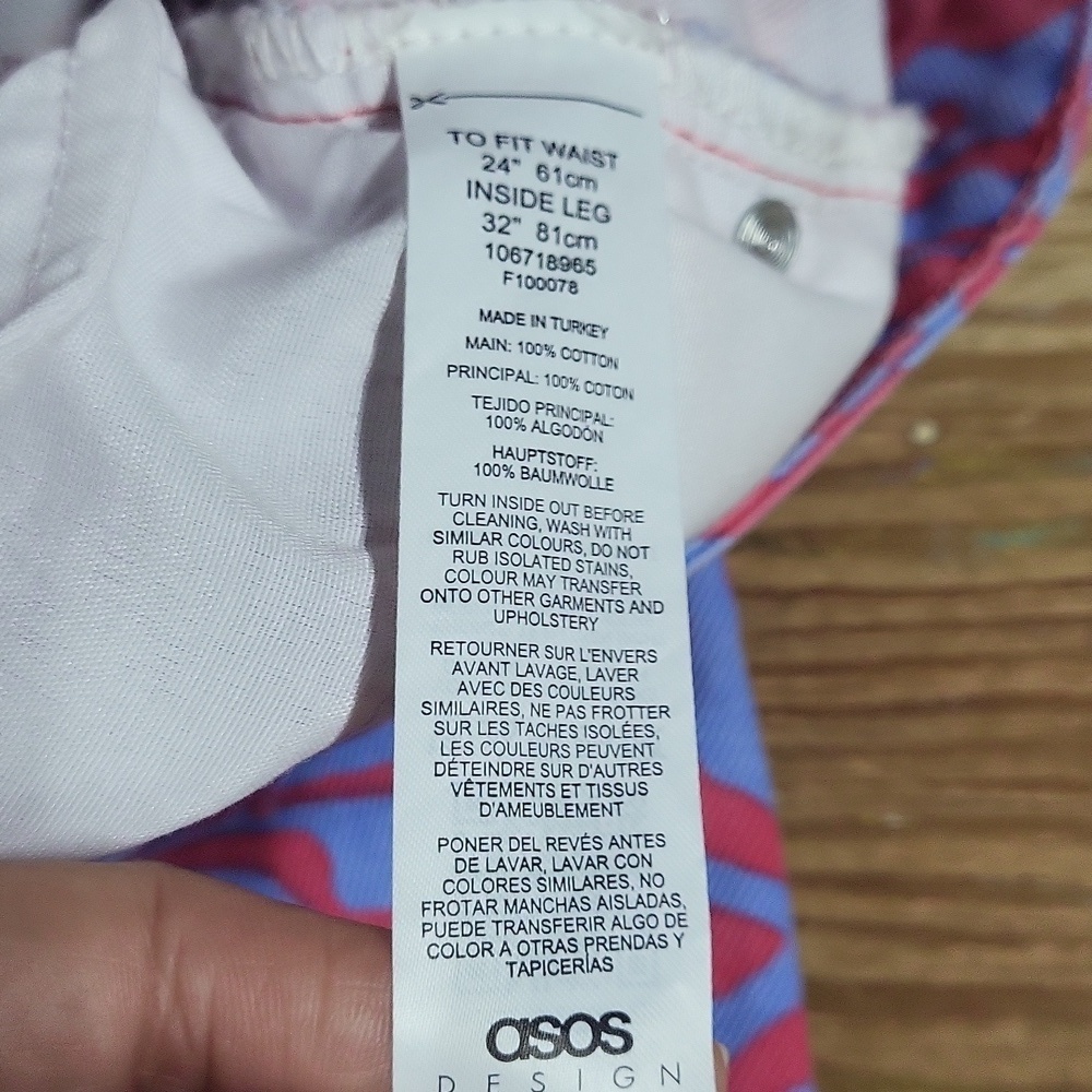 asos crazy jeans 24 NWT pink blue tiger print - Picture 3 of 5